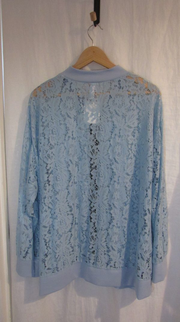 New Ladies Sky Blue Lacy Plus Size Bomber Jacket One Size fits sizes 16 18 20 22 - Image 4