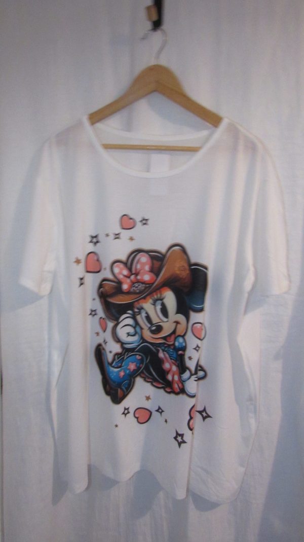 New Ladies White Minnie Print T-shirt One Size fits sizes 16 18 20 22