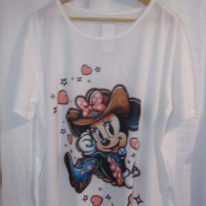 New Ladies White Minnie Print T-shirt One Size fits sizes 16 18 20 22