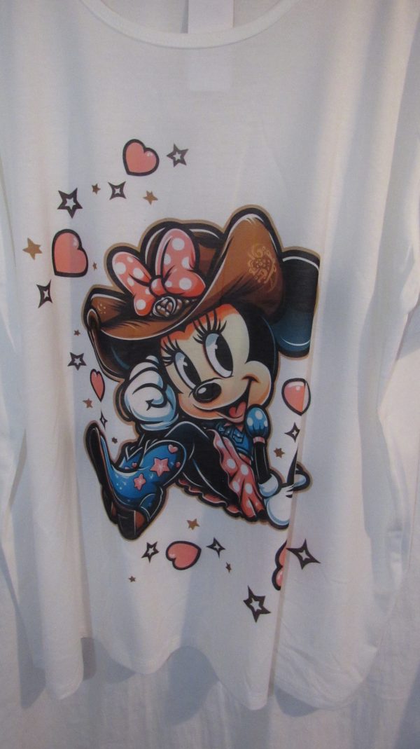 New Ladies White Minnie Print T-shirt One Size fits sizes 16 18 20 22 - Image 3