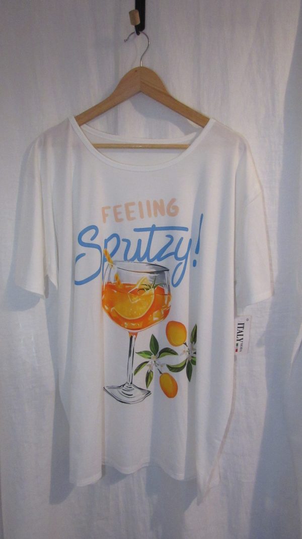 New Ladies White Glass Print T-shirt One Size fits sizes 16 18 20 22 - Image 2