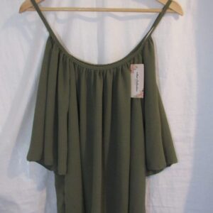 SALE SALE SALE New Ladies Khaki Cold Shoulder Sleeve Top One Size fits sizes 16 18 20 22 NON RETURNABLE