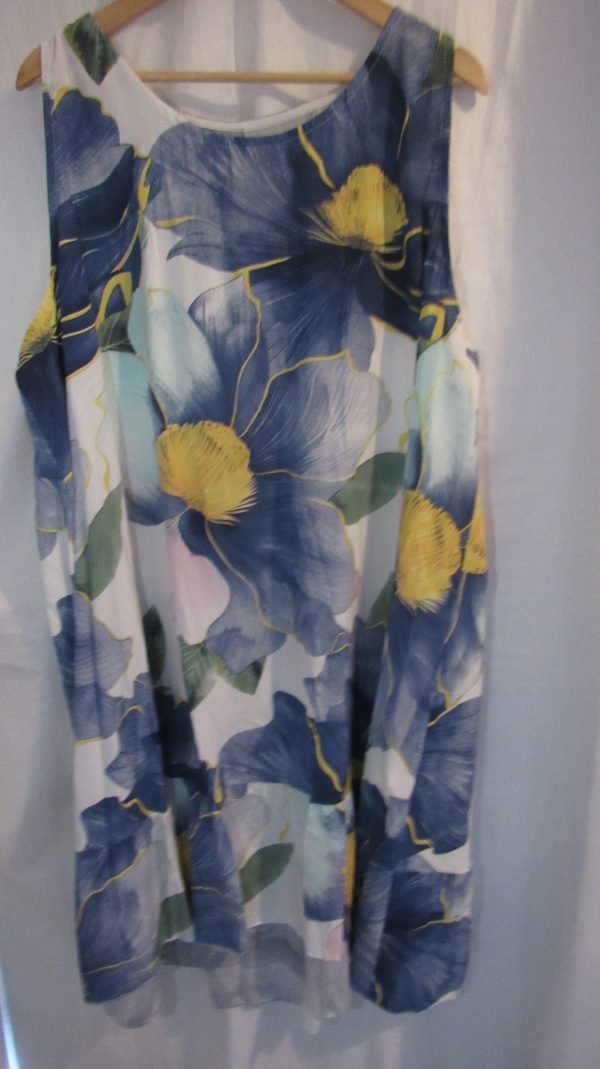 New Ladies Blue Floral Sleeveless Sun Dress One Size fits sizes 18 20 22 - Image 4