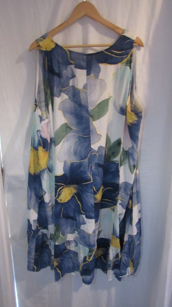 New Ladies Blue Floral Sleeveless Sun Dress One Size fits sizes 18 20 22 - Image 5