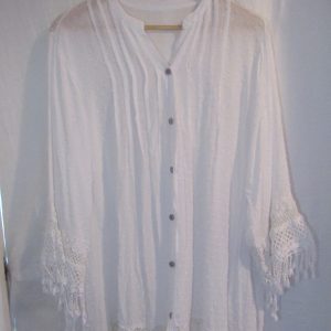 New Ladies White Tassel Button Up Blouse One Size fits sizes 16 18 20 22