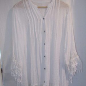 New Ladies White Tassel Button Up Blouse One Size fits sizes 16 18 20 22