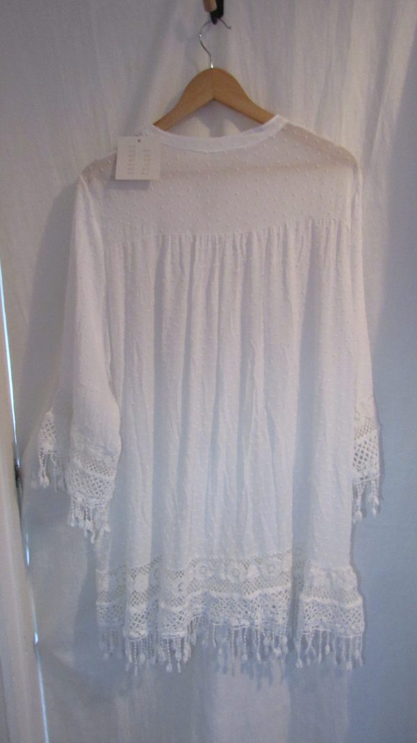 New Ladies White Tassel Button Up Blouse One Size fits sizes 16 18 20 22 - Image 5