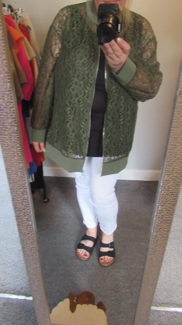 SALE SALE SALE New Ladies Khaki Green Lacy Plus Size Bomber Jacket One Size fits sizes 16 18 20 22 NON RETURNABLE - Image 8