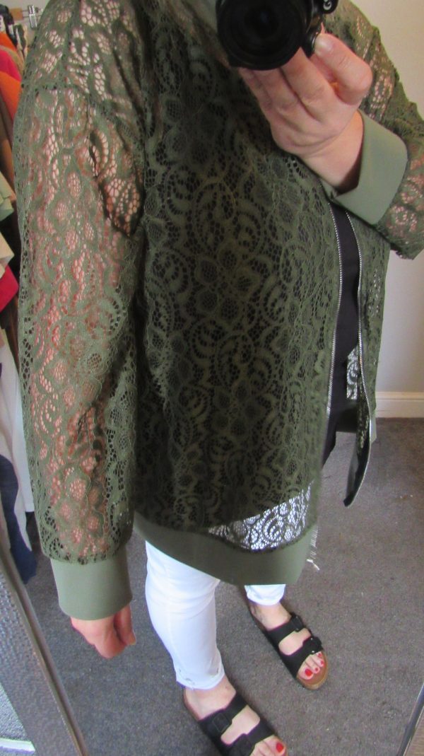 SALE SALE SALE New Ladies Khaki Green Lacy Plus Size Bomber Jacket One Size fits sizes 16 18 20 22 NON RETURNABLE - Image 9