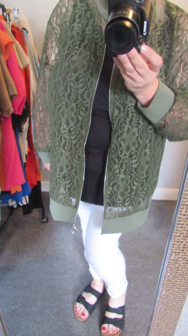 SALE SALE SALE New Ladies Khaki Green Lacy Plus Size Bomber Jacket One Size fits sizes 16 18 20 22 NON RETURNABLE - Image 10