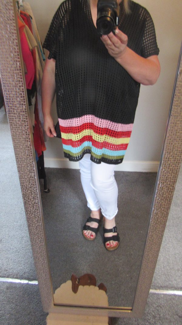 New Ladies Black with Multicoloured Bottom Knitted Top One Size fits sizes 16 18 20 22 - Image 6