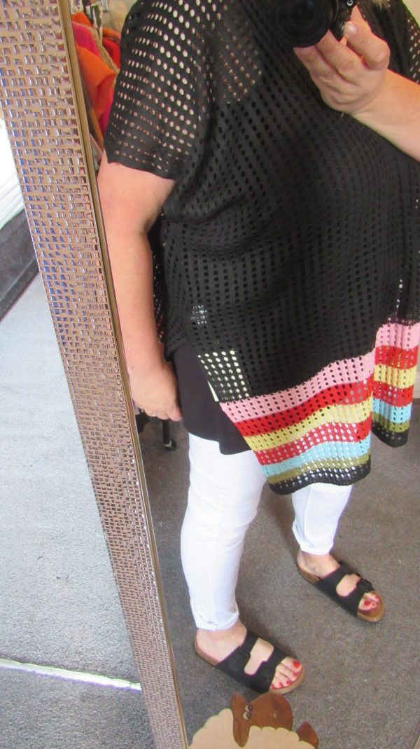 New Ladies Black with Multicoloured Bottom Knitted Top One Size fits sizes 16 18 20 22 - Image 7