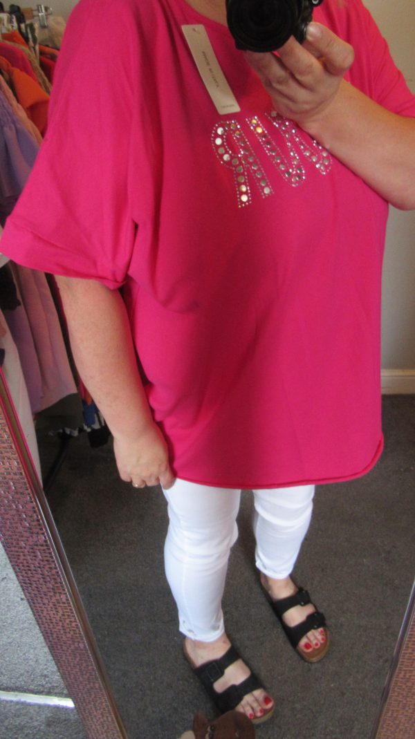 New Ladies Cerise Pink Amour t-shirt One size fits sizes 18 20 22 - Image 7