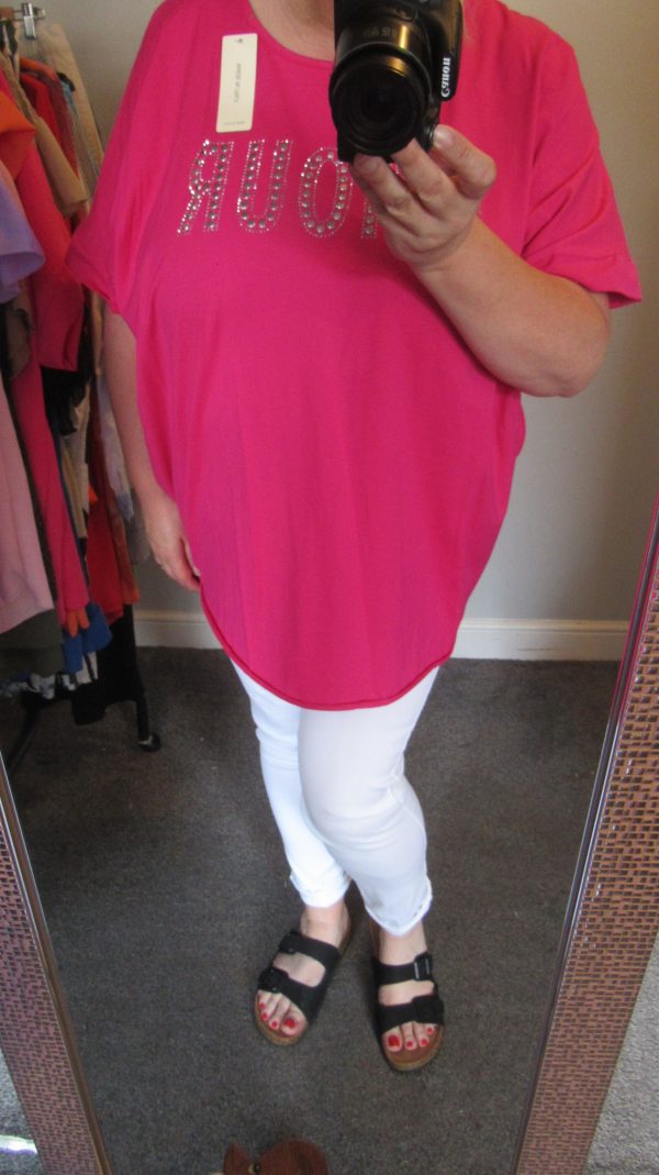 New Ladies Cerise Pink Amour t-shirt One size fits sizes 18 20 22 - Image 8
