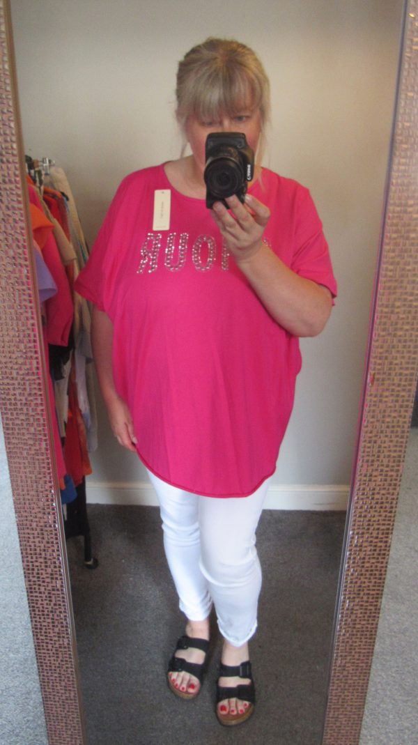 New Ladies Cerise Pink Amour t-shirt One size fits sizes 18 20 22 - Image 9