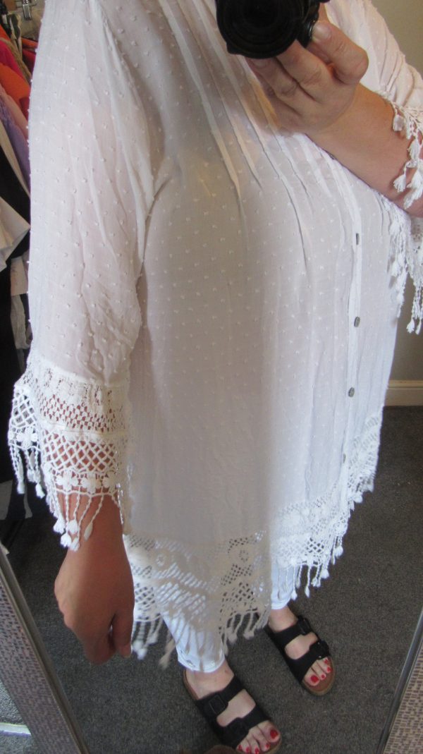 New Ladies White Tassel Button Up Blouse One Size fits sizes 16 18 20 22 - Image 8