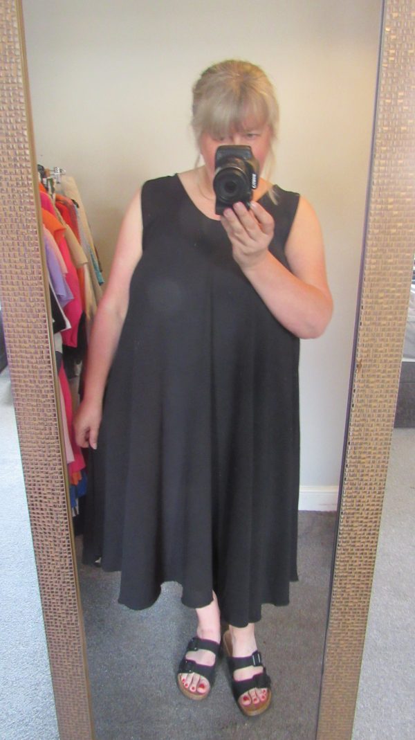 New Ladies Black Sleeveless Swing Dress One Size fits sizes 18 20 22 24 - Image 5