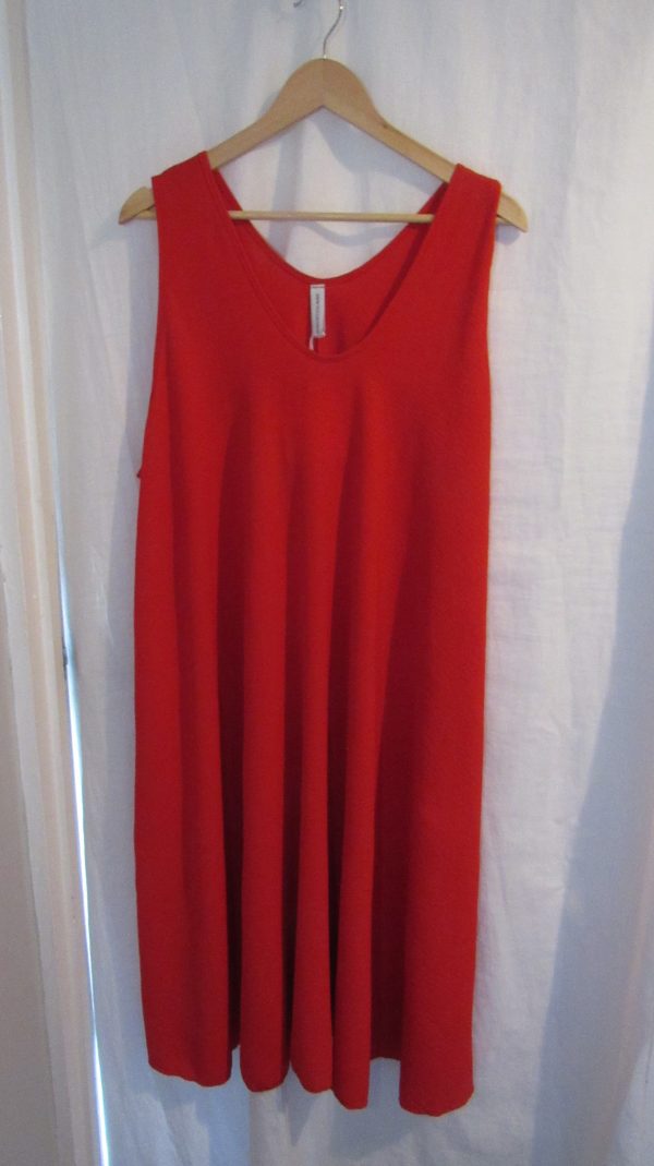 New Ladies Red Sleeveless Swing Dress One Size fits sizes 18 20 22 24