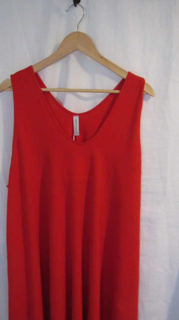 New Ladies Red Sleeveless Swing Dress One Size fits sizes 18 20 22 24 - Image 3