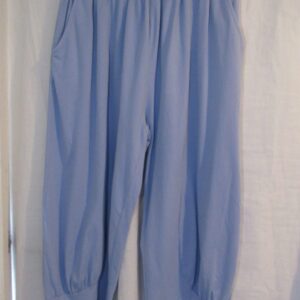 NEW Ladies Womens Sky Blue Jersey 3/4 Length cuff bottom Trousers One size fits sizes 16 18 20 22