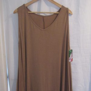New Ladies Lacy Bottom Camel Longer Length Top V Neck One Size fits sizes 18 20 22