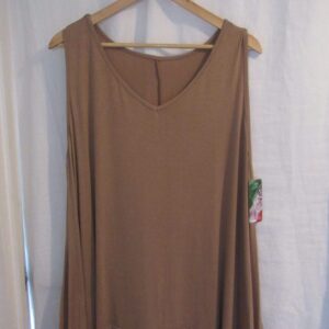 New Ladies Lacy Bottom Camel Longer Length Top V Neck One Size fits sizes 18 20 22