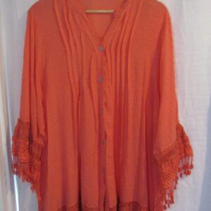 New Ladies Coral Tassel Button Up Blouse One Size fits sizes 16 18 20 22