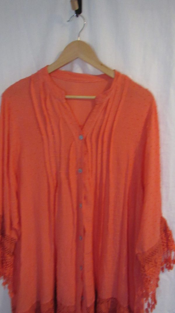 New Ladies Coral Tassel Button Up Blouse One Size fits sizes 16 18 20 22 - Image 3
