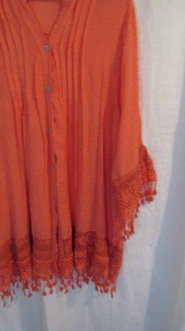New Ladies Coral Tassel Button Up Blouse One Size fits sizes 16 18 20 22 - Image 4