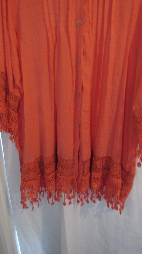 New Ladies Coral Tassel Button Up Blouse One Size fits sizes 16 18 20 22 - Image 5