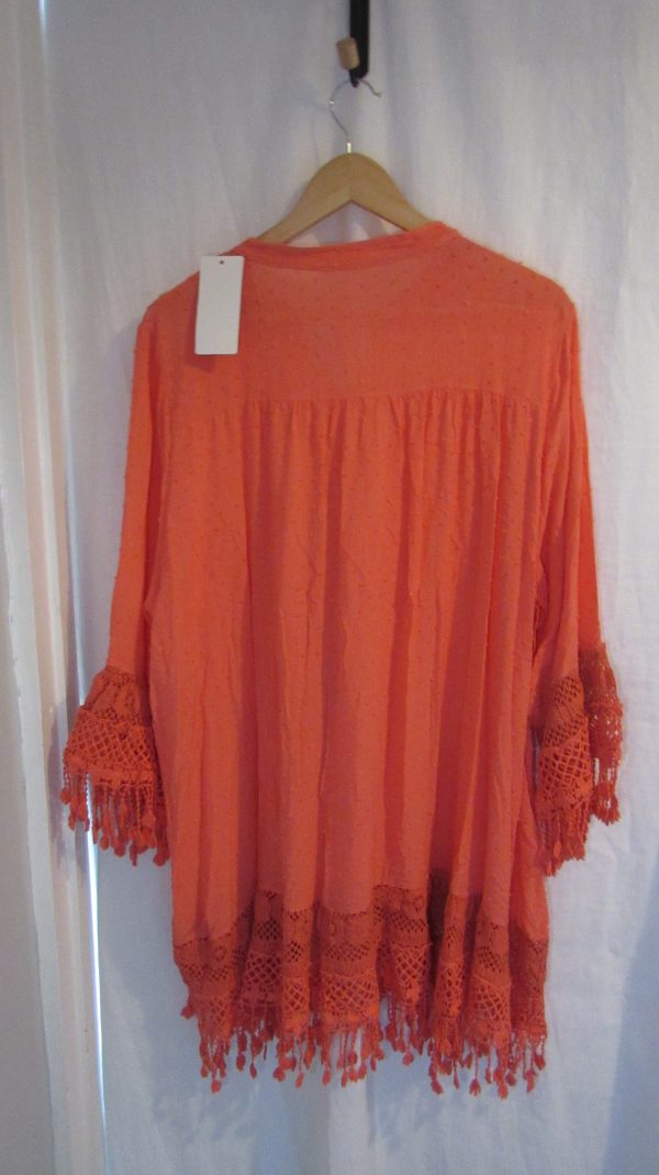 New Ladies Coral Tassel Button Up Blouse One Size fits sizes 16 18 20 22 - Image 6