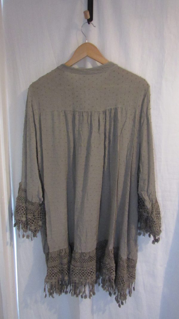 New Ladies Mocha Tassel Button Up Blouse One Size fits sizes 16 18 20 22 - Image 5
