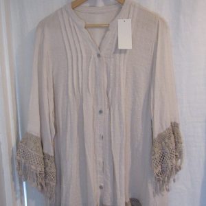 New Ladies Beige Tassel Button Up Blouse One Size fits sizes 16 18 20 22