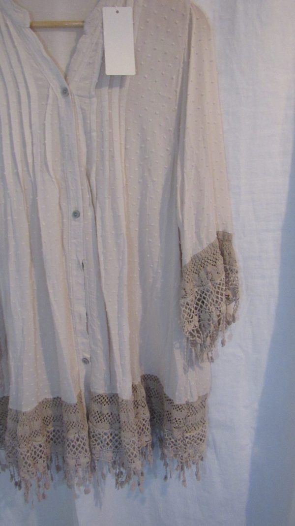 New Ladies Beige Tassel Button Up Blouse One Size fits sizes 16 18 20 22 - Image 3