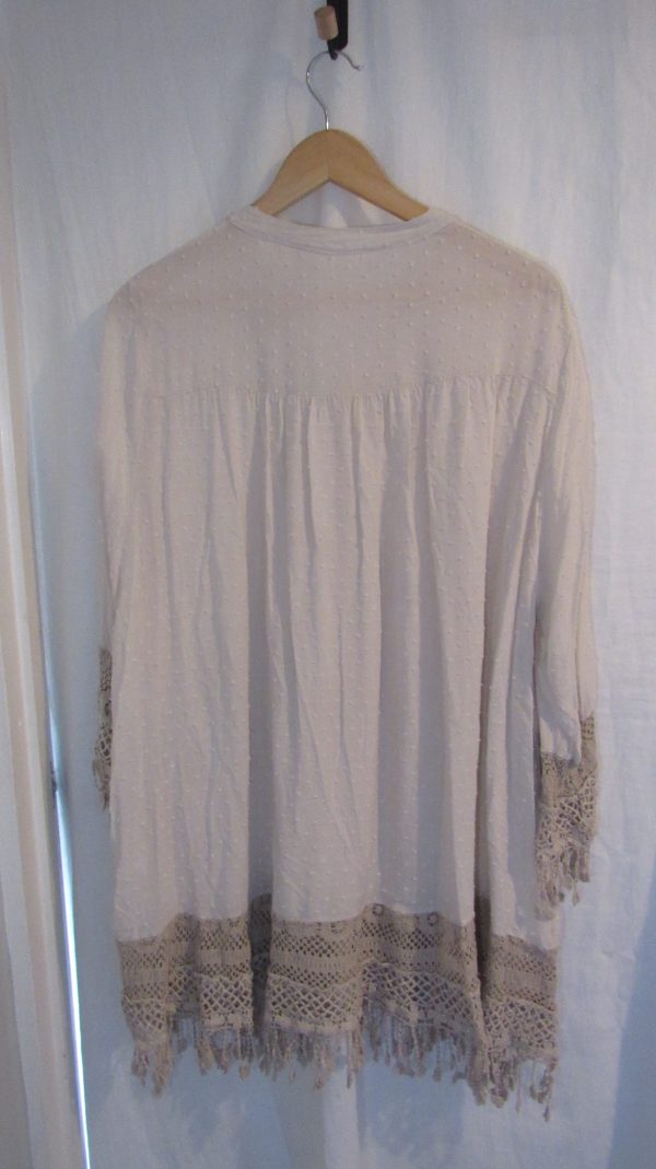 New Ladies Beige Tassel Button Up Blouse One Size fits sizes 16 18 20 22 - Image 5