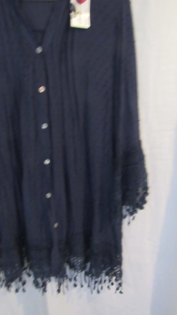 New Ladies Navy BLue Tassel Button Up Blouse One Size fits sizes 16 18 20 22 - Image 3
