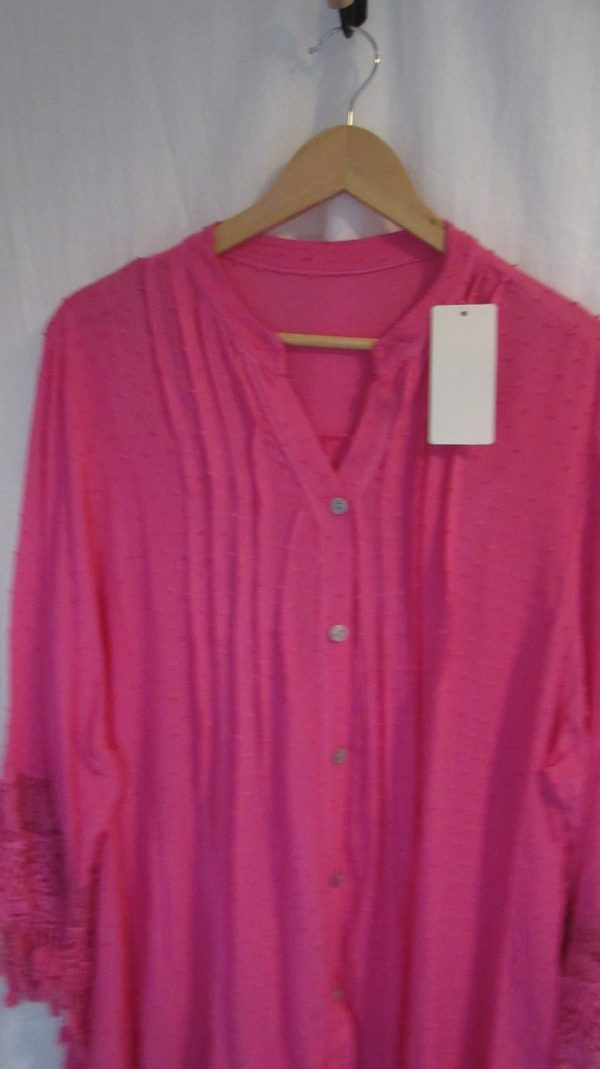 New Ladies Cerise Pink Tassel Button Up Blouse One Size fits sizes 16 18 20 22 - Image 3