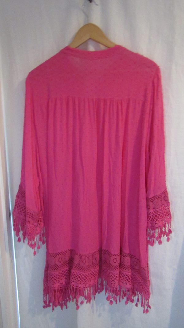 New Ladies Cerise Pink Tassel Button Up Blouse One Size fits sizes 16 18 20 22 - Image 5