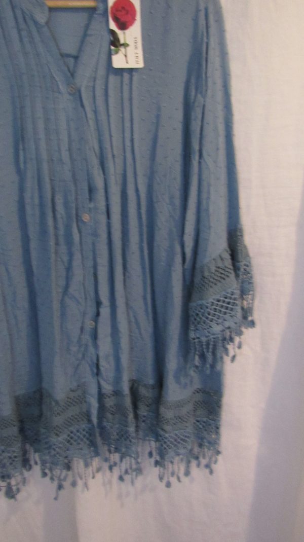 New Ladies Denim Blue Tassel Button Up Blouse One Size fits sizes 16 18 20 22 - Image 4