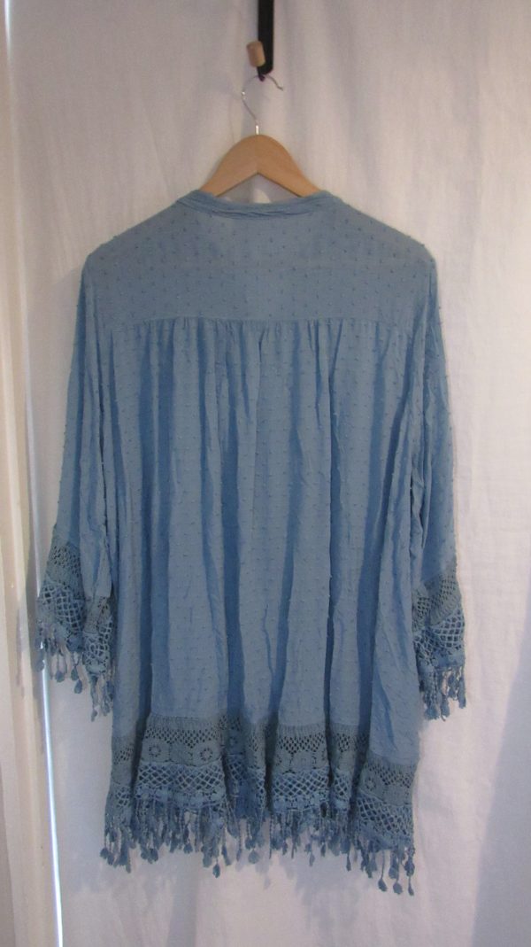 New Ladies Denim Blue Tassel Button Up Blouse One Size fits sizes 16 18 20 22 - Image 5