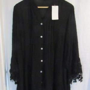 New Ladies Black Tassel Button Up Blouse One Size fits sizes 16 18 20 22