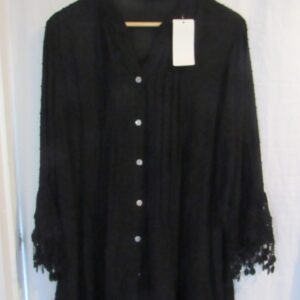 New Ladies Black Tassel Button Up Blouse One Size fits sizes 16 18 20 22