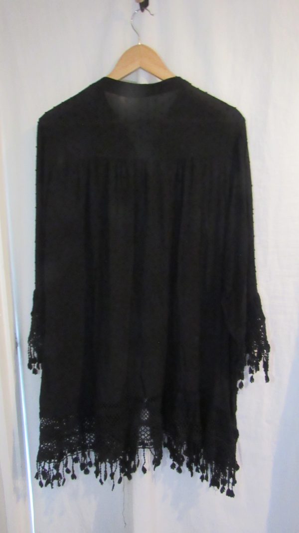 New Ladies Black Tassel Button Up Blouse One Size fits sizes 16 18 20 22 - Image 5
