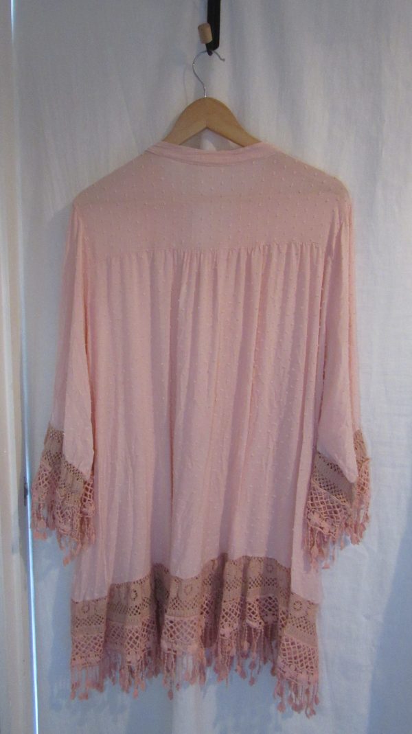 New Ladies Pale Pink Tassel Button Up Blouse One Size fits sizes 16 18 20 22 - Image 5