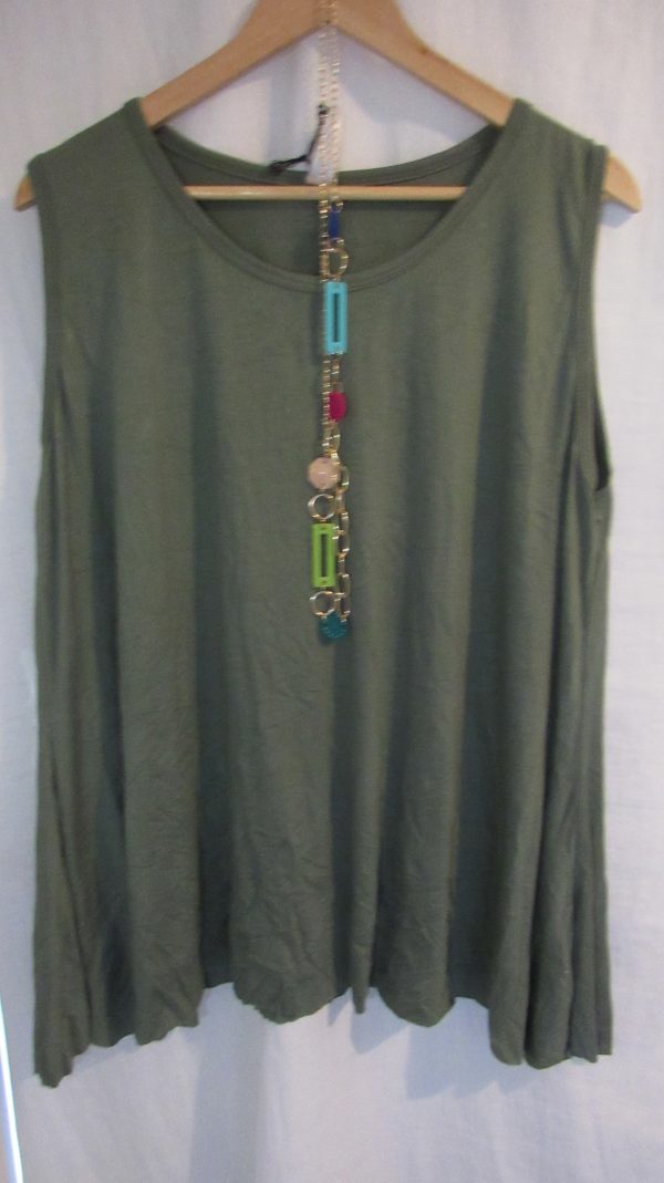 New Sleeveless Womens Khaki Top One Size fits sizes 16 18 20 22 - Image 4