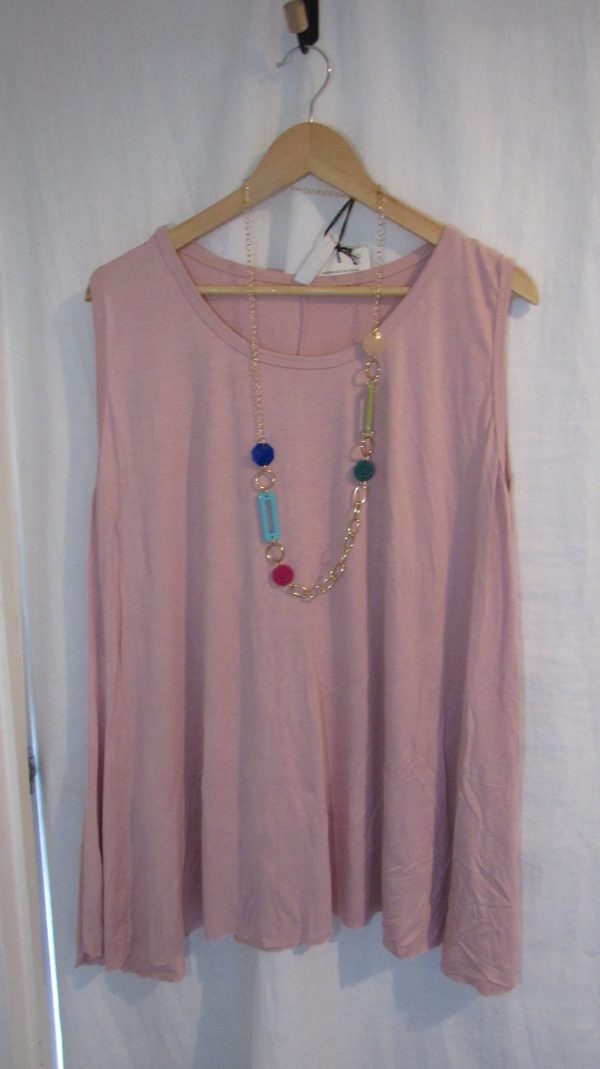 New Sleeveless Womens Pale Pink Top One Size fits sizes 16 18 20 22 - Image 2