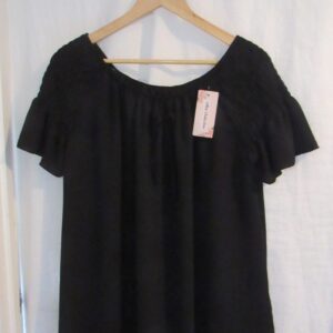 New Ladies Black Ruffle Sleeve Top One Size fits sizes 16 18 20 22