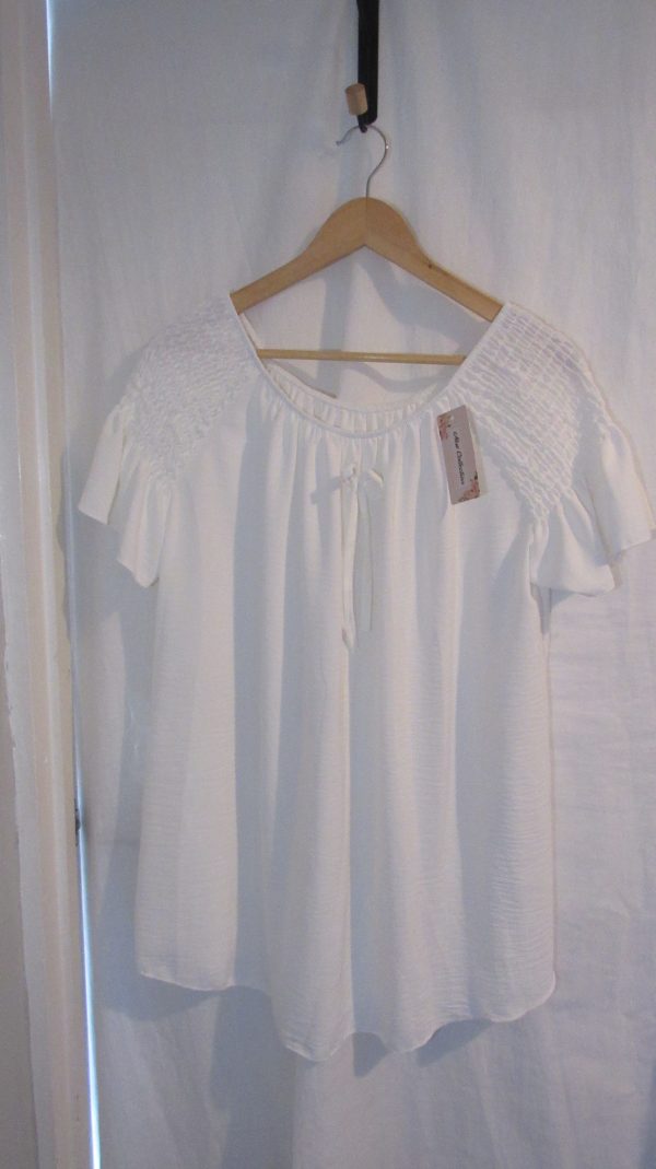 New Ladies White Ruffle Sleeve Top One Size fits sizes 16 18 20 22 - Image 2