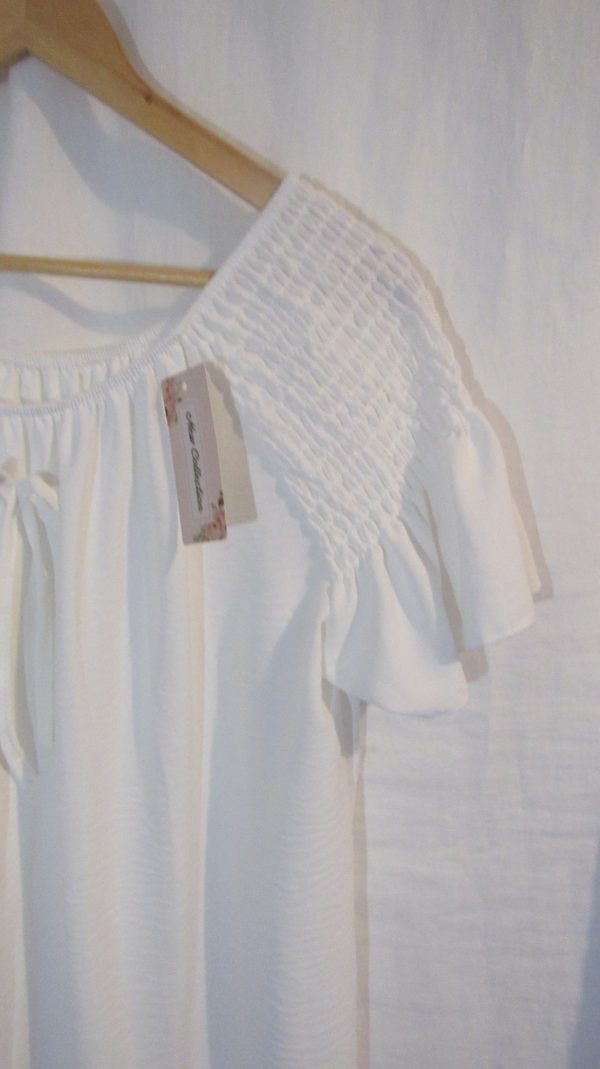 New Ladies White Ruffle Sleeve Top One Size fits sizes 16 18 20 22 - Image 3
