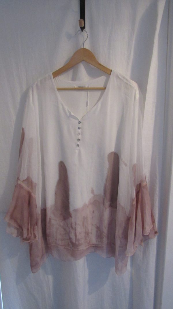 New Ladies Pink and White Silky Floaty Top One Size fits sizes 18 20 22 - Image 2
